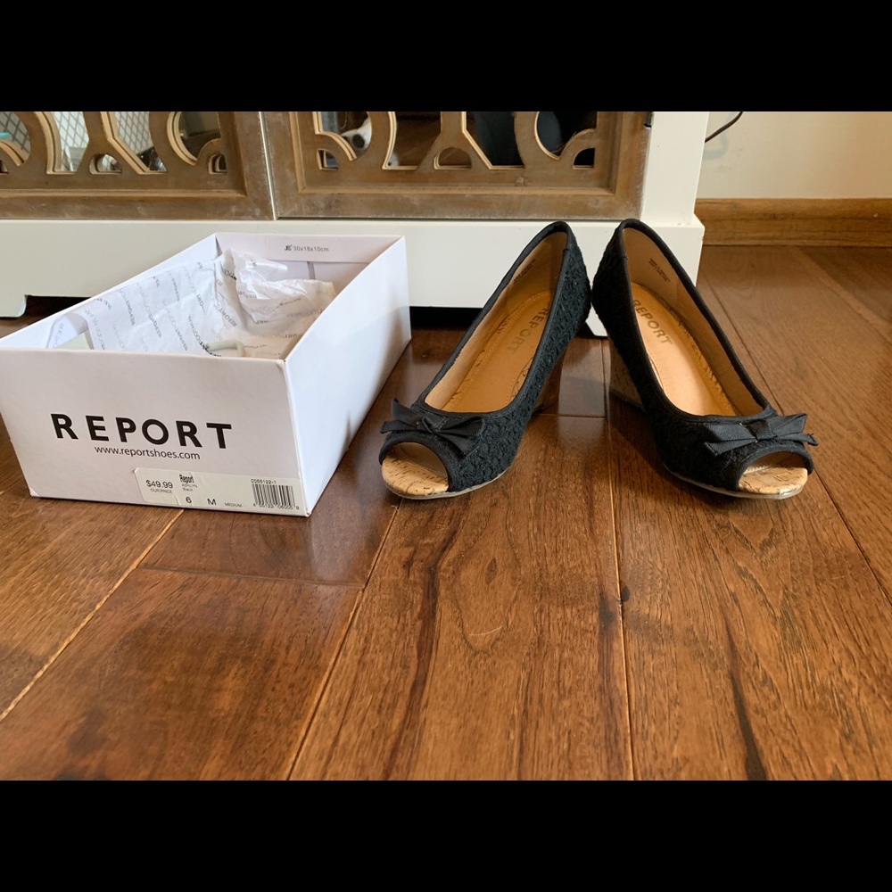 Black Wedge Sandals - Size 6